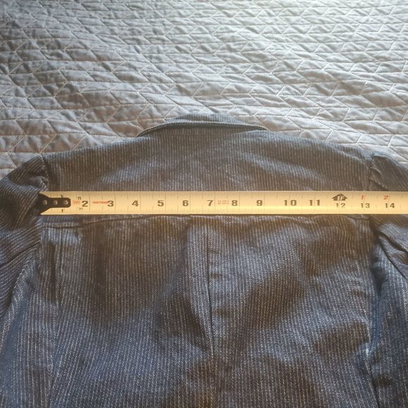 Vintage Y2K Sz S/M Old Navy Denim Jean Blazer Long Sleeve 1 button Pinstripe - Picture 12 of 12